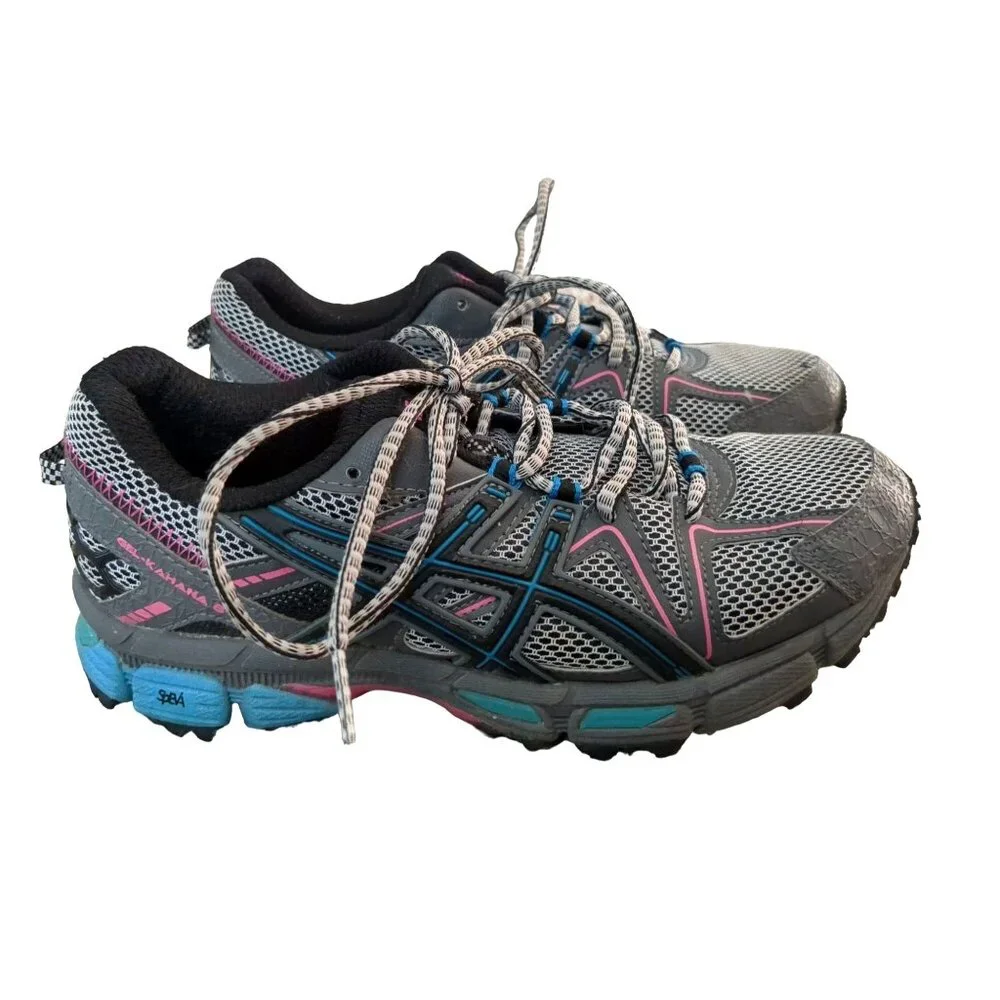 Asics Gel Kahana 8 Running Shoe Sneaker Womens 6.5 Gray Outdoor‎ Trail Lace Up